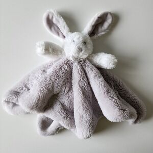 Blankets & Beyond Bunny Lovey‎ Grey White Plush Security Blanket Faux Fur Rabbit